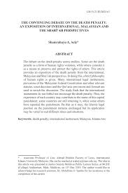Pdf The Continuing Debate On The Death Penalty An Exposition Of International Malaysian And The Shari Ah Perspectives