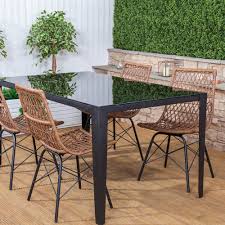 Dining Table And Chairs Set Patio Outdoor Indoor Rattan Wicker Seater Metal Legs Outdoor Furniture Sets Garden Dining Set Outdoor Decor