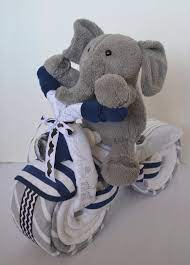 Motorcycle Diaper Cake Baby Shower Gift 2 Wheeler Baby Boy Gift Mustache Elephant Stuffed Animal Jungle Baby Boy Gifts Diaper Gifts Baby Shower Motorcycle