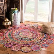 Sale ends in 3 days. 5 X 5 Round Area Rug For Living Room Braided Chindi Indoor Round Rugs