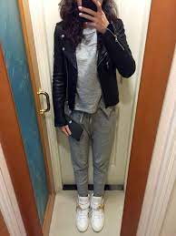 Uniqlo X Helmut Lang Sweatshirt And Pants H M Leather Biker Jacket Giuseppe Zanotti White Sneakers Hermes White High Top Sneakers Zara Tweed White High Tops