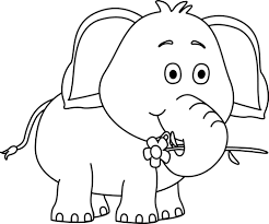 Cute Elephant Drawings Black And White Elephant With A Flower Clip Art Image Black And Cute Elephant Drawing Elephant Drawing Elephant Images