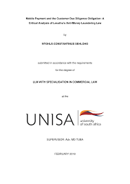 Check spelling or type a new query. Pdf Mobile Payment And Customer Due Diligence A Critical Analysis Of Lesotho Anti Money Laundering Law 2018 Llm Dissertation University Of South Africa Sehloho Nc