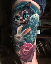 Lewis carroll's alice's adventures in wonderland is such a popular novel that almost everyone knows about them. Alice In Wonderland Thigh Tattoo Wonderland Tattoo Alice In Wonderland Tattoo Sleeve Cheshire Cat Tattoo