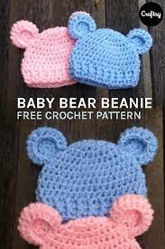This Adorable Newborn Baby Bear Beanie Is Incredibly Easy Pattern Only Simple Crochet Skills Are Requi Crochet Baby Patterns Crochet For Kids Newborn Crochet