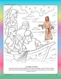 Jesus walking on the water coloring page from jesus mission period category. Coloring Page