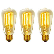 Edison Vintage 60w Incandescent S60 Squirrel Cage Vintage Filament Light Bulb With E26 Base 3 Pack Globe Electric Light Bulb
