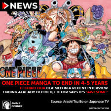 Is one piece anime finished. Anime Corner Just In Eiichiro Oda Said That There Are Now 4 To 5 Years Left Of The One Piece Manga The Author Previously Said In September 2019 That There Were