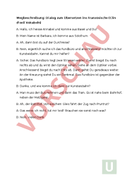 Arbeitsblatt Wegbeschreibung Dialog Franzosisch Wortschatz Wortschatz Arbeitsblatter Wort