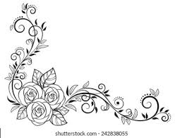 Decorative roses elements elegant black white classic handdrawn. Rose Flower Border Design Black And White Novocom Top