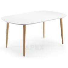 The table top of the white table is gloss or natural walnut finish and sharp geometric design tops off the contemporary feel. Antonelle Extendable Dining Table Apex