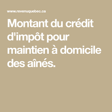 Montant Du Credit D Impot Pour Maintien A Domicile Des Aines