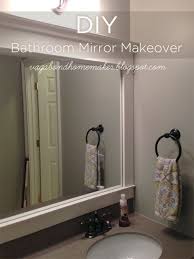 You can't get a full picture of what this bathroom is like because of its. The Vagabond Homemaker Diy Bathroom Mirror Makeover Bathroom Mirror Makeover Bathroom Mirrors Diy Bathroom Mirror Makeover Frames