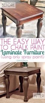 The Easy Way To Chalk Paint Laminate Furniture Using Only Spray Paint Painting Laminate Furniture Spray Painting Wood Furniture Painting Wood Furniture