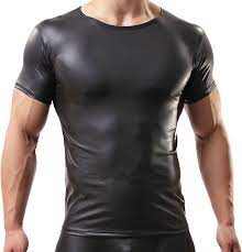 Amazon.com: IGIG Men's Black Leather T-Shirt Gay Undershirt Tank Vest  Muscle Club Wear Top Medium : Clothing, Shoes & Jewelry
