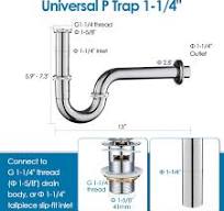 ROVOGO P Trap 1-1/4" for Bathroom Sink, Stainless Steel P Trap Kit with Slip Joint, Tailpiece, Outlet Pipe and Flange, 1.25 in. Connection, Chrome - ...
