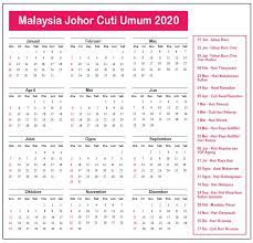 Sedia maklum, cuti hujung minggu johor termasuk cuti sekolah adalah pada hari jumaat dan sabtu iaitu sama dengan negeri kedah, kelantan dan terengganu. Johor Cuti Umum Kalendar 2020