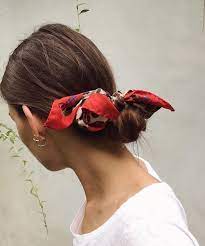 Silk Bandana With A Low Bun Scarf Hairstyles Hair Styles Hair Makeup