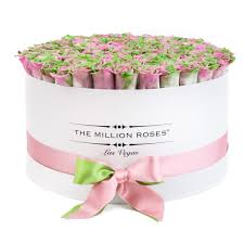 The Million Large Round Box White Tropical Rainbow Eternity Roses Flower Gift Rose Rose Buds
