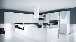 Modern cabinets in high gloss white lacquer reflect light and make the room feel larger and brighter. White Gloss Kitchen Cabinets With Black Handles Novocom Top