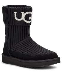 Homemade baby booties for baby shower gifts are easier than you think! Ugg Reg Classic Ugg Rib Knit Logo Boots Black 5m Knit Ugg Boots Knit Boots Uggs