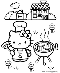 Hello Kitty Hello Kitty Is Cooking A Barbecue Coloring Page Hello Kitty Colouring Pages Hello Kitty Coloring Kitty Coloring