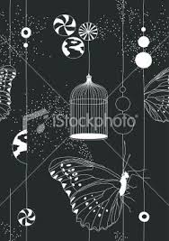 Black And White Drawing Ideas For Kids Black Seamless Pattern With Butterflies And Cage Bird Art Art Inspiration Creative Drawing