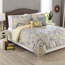 Boys bedroom lighting design grey wall paint soft yellow shag. Better Homes Gardens Full Paisley Yellow Grey Comforter Set 5 Piece Walmart Com Walmart Com