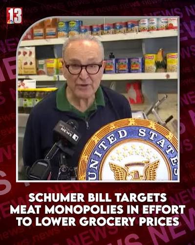 Senator Chuck Schumer introduces bill to break up beef industry monopolies