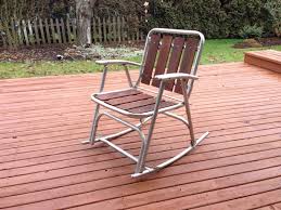 1 Vtg Redwood Aluminum Outdoor Patio Porch Lawn Rocking Chairs Folding Rocker Rocking Lawn Chair Folding Rocking Chair Portable Rocking Chair