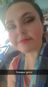 Dinosaur themed show visit and dinosaur makeup