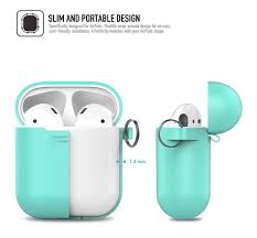 Airpods Case Ahastyle Full Protective Cover Portable Silicone Skin For Apple Airpods Mint Green Case Mint Green Case Cover