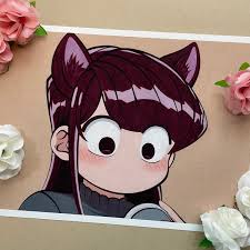 Komi Anime Drawing Print Cute Anime Cat Ears Girl - Etsy UK