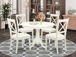 Target / furniture / kitchen & dining furniture / white : Best Selling East West Furniture 5 Piece Dining Room Set Included A Round Modern Dining Table And 4 Dining Chairs Faux Leather Kitchen Chairs Seat X Back Linen White Finish Accuweather Shop