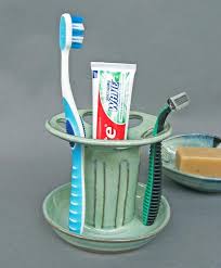 Stoneware bathroom set from alibaba.com are available with direct delivery to your doorstep. White Stoneware Bathroom Organizer Wheel Thrown Handmade Large Holes Toothbrush Holder Six Brush Pottery Sapphire Over Black Bathroom Home Living