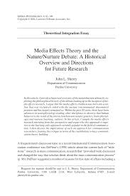 Pdf Media Effects Theory And The Nature Nurture Debate A Historical Overview And Directions For Future Research