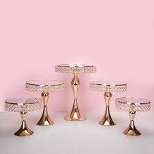 New Arrive Gold Crystal Cake Stand Set Electroplating Gold Mirror Face Fondant Cupcake Sweet Table Candy Ba Cake Stand Set Crystal Cake Stand Silver Cake Stand