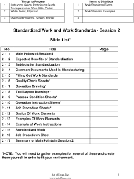 Standardized Work 2nd Session Art Of Lean Inc 1 Pdf