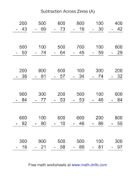 The Subtraction Across Zeros 36 Questions A Math Worksheet From The Subtraction Worksheet Subtraction Worksheets Subtraction Across Zeros Math Subtraction