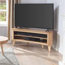 Cute and compact, this corner tv stand is a fantastic idea for space challenged rooms. Elmon Wooden Corner Tv Stand In Ashwood Finish Furniture In Fashion