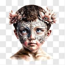 Download Woman wearing an ornate mask with feathers PNGs Online