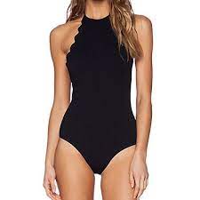 Lapaya Women S Bathing Suit Scalloped High Neck Halter Backless 1 Piece Swimsuit Swimsuit World Swimsuits Cute Swimsuits Plus Size Swimwear