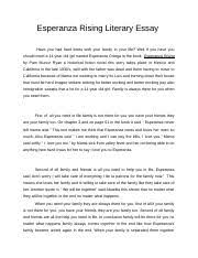 45 pages of summaries and analysis on esperanza rising by pam munoz ryan. Esperanza Literary Essay Esperanza Rising Literary Essay Have You Had Hard Times With Your Family In Your Life Well If You Have You Should Meet A 14 Course Hero