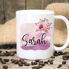 Personalized Name Mugpersonalised Coffee Cupfloral Mugname Etsy Personalised Name Mugs Personalized Coffee Cup Custom Coffee