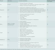 Micronutrients Role In Plant Nutrition Download Table
