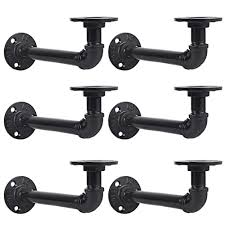 Weight capacity of brackets can be up to 25kg when fitted correctly with appropriate fixings, into solid brick type walls, or into the studs in hollow cavity walls. Buy Pipe Shelf Brackets Set Of 6 19x9cm Equason Iron Pipe Brackets Industrial Pipe Shelving Brackets For Custom Floating Shelves Diy Rustic Shelf Brackets Black Hardware Included Online In Indonesia B082vv9g3k