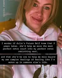 JULIE, DO YOU SEE IT NOW? You are her. Five years ago, you cracked open.  You said yes to something invisible. Something “irrational.” Something you  couldn't explain to the people who thought