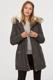 Shop our range of women's coats & women's jackets online at jd sports ✓ express delivery available ✓buy now, pay later. Padded Parka With Hood Dark Gray Ladies H M Us Fur Hood Jacket Winter Coat Parka Winter Coats Women