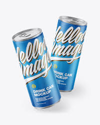 Two Metallic Drink Cans W Matte Finish Mockup In Can Mockups On Yellow Images Object Mockups