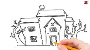 Begin by drawing a curved line. Simple Easy Haunted House Drawing Novocom Top